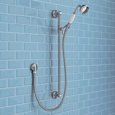 Chatsworth 1928 Traditional Push-Button Shower Pack With Slide Rail Kit + Ceiling Mounted Head 2 Chatsworth 1928 Traditional Push-Button Shower Pack With Slide Rail Kit + Ceiling Mounted Head - Image 2