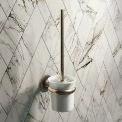 Chatsworth 1928 Antique Brass Traditional Toilet Brush & Holder