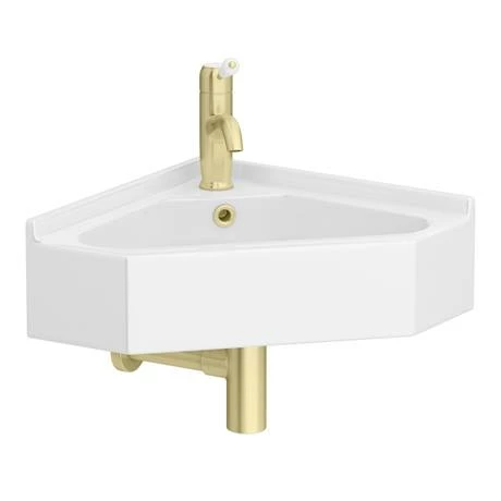 Chatsworth Traditional Corner Cloakroom Basin 1TH - Gloss White 2 Chatsworth Traditional Corner Cloakroom Basin 1TH - Gloss White - Image 2