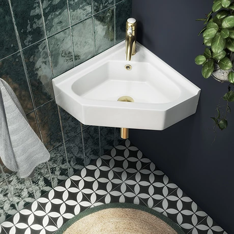 Chatsworth Traditional Corner Cloakroom Basin 1TH - Gloss White 1 Chatsworth Traditional Corner Cloakroom Basin 1TH - Gloss White