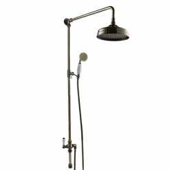 Chatsworth Antique Brass Rigid Riser W. Shower Head, Handshower & Diverter