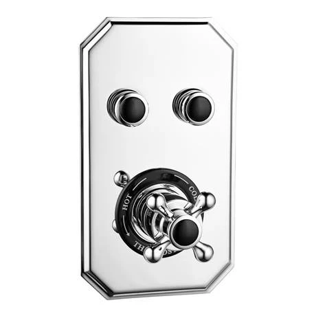 Chatsworth 1928 Black Traditional Push-Button Shower Pack With Slide Rail Kit + Wall Mounted Head 2 Chatsworth 1928 Black Traditional Push-Button Shower Pack With Slide Rail Kit + Wall Mounted Head - Image 2