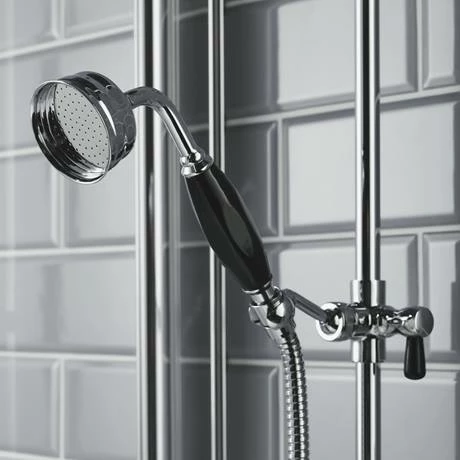 Chatsworth 1928 Black Traditional Push-Button Shower Pack With Slide Rail Kit + Wall Mounted Head 3 Chatsworth 1928 Black Traditional Push-Button Shower Pack With Slide Rail Kit + Wall Mounted Head - Image 3