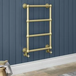Chatsworth Traditional 498 X 748 Brushed Brass Wall Mounted Heated Towel Rail