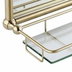 Alternative view of Chatsworth Traditional 700 X 490mm Arched Mirror With Glass Shelf - Brushed Brass