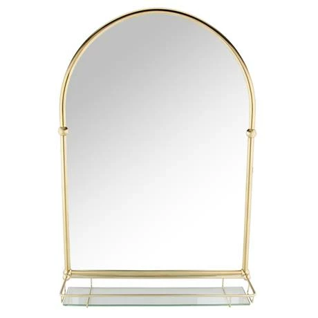Chatsworth Traditional 700 X 490mm Arched Mirror With Glass Shelf - Brushed Brass 4 Chatsworth Traditional 700 X 490mm Arched Mirror With Glass Shelf - Brushed Brass - Image 4