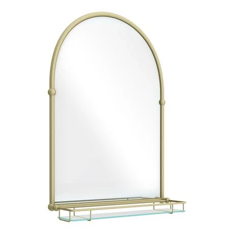 Chatsworth Traditional 700 X 490mm Arched Mirror With Glass Shelf - Brushed Brass 5 Chatsworth Traditional 700 X 490mm Arched Mirror With Glass Shelf - Brushed Brass - Image 5