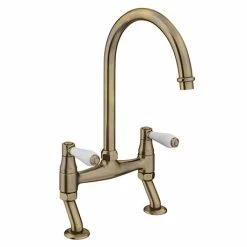 Chatsworth Antique Brass Traditional Bridge Lever Kitchen Tap