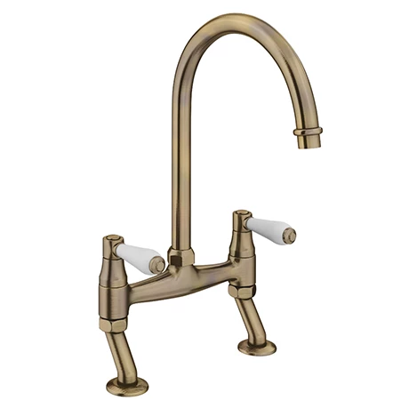 Chatsworth Antique Brass Traditional Bridge Lever Kitchen Tap 1 Chatsworth Antique Brass Traditional Bridge Lever Kitchen Tap