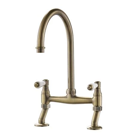 Chatsworth Antique Brass Traditional Bridge Lever Kitchen Tap 2 Chatsworth Antique Brass Traditional Bridge Lever Kitchen Tap - Image 2