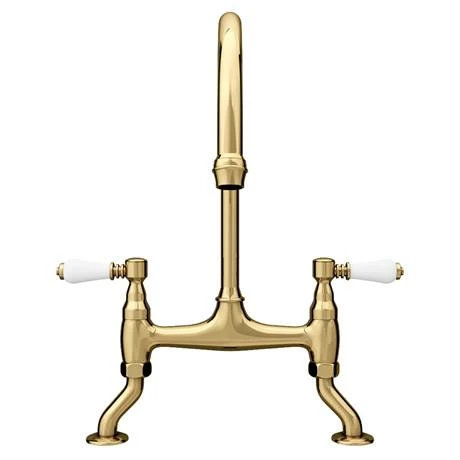 Chatsworth Gold Traditional Bridge Lever Kitchen Sink Mixer 5 Chatsworth Gold Traditional Bridge Lever Kitchen Sink Mixer - Image 5