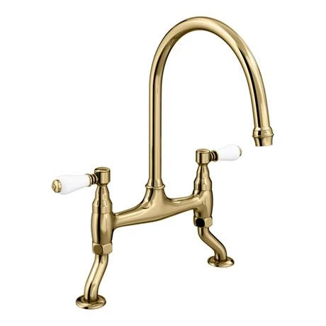 Chatsworth Gold Traditional Bridge Lever Kitchen Sink Mixer 2 Chatsworth Gold Traditional Bridge Lever Kitchen Sink Mixer - Image 2
