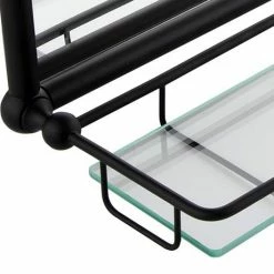 Alternative view of Chatsworth Traditional 700 X 490mm Arched Mirror With Glass Shelf - Matt Black