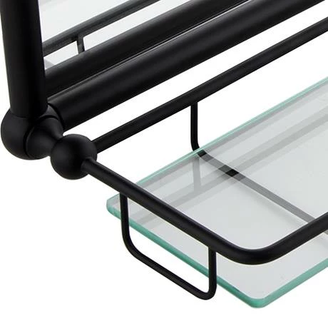 Chatsworth Traditional 700 X 490mm Arched Mirror With Glass Shelf - Matt Black 2 Chatsworth Traditional 700 X 490mm Arched Mirror With Glass Shelf - Matt Black - Image 2