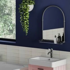 Chatsworth Traditional 700 X 490mm Arched Mirror With Glass Shelf - Matt Black 11 Chatsworth Traditional 700 X 490mm Arched Mirror With Glass Shelf - Matt Black -Chatsworth Shop CHTMBMS d5 460