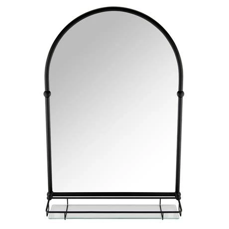 Chatsworth Traditional 700 X 490mm Arched Mirror With Glass Shelf - Matt Black 4 Chatsworth Traditional 700 X 490mm Arched Mirror With Glass Shelf - Matt Black - Image 4