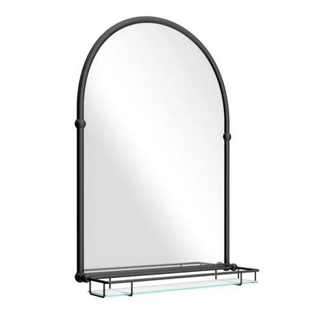 Chatsworth Traditional 700 X 490mm Arched Mirror With Glass Shelf - Matt Black 5 Chatsworth Traditional 700 X 490mm Arched Mirror With Glass Shelf - Matt Black - Image 5