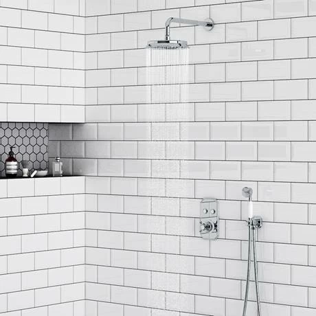 Chatsworth Traditional Twin Push-Button Shower Valve With 2 Outlets 2 Chatsworth Traditional Twin Push-Button Shower Valve With 2 Outlets - Image 2
