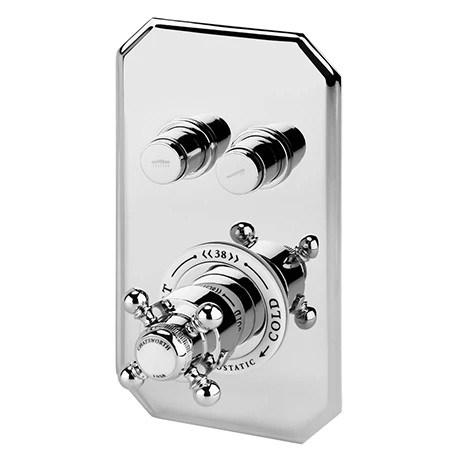 Chatsworth Traditional Twin Push-Button Shower Valve With 2 Outlets 1 Chatsworth Traditional Twin Push-Button Shower Valve With 2 Outlets