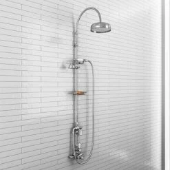 Chatsworth 1928 Traditional Exposed Valve Inc. Deluxe Arching Riser Kit, Diverter, 8" Rose + Handset 11 Chatsworth 1928 Traditional Exposed Valve Inc. Deluxe Arching Riser Kit, Diverter, 8" Rose + Handset -Chatsworth Shop CHTSPK1 D5 460