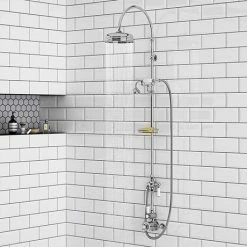 Chatsworth 1928 Traditional Exposed Valve Inc. Deluxe Arching Riser Kit, Diverter, 8" Rose + Handset