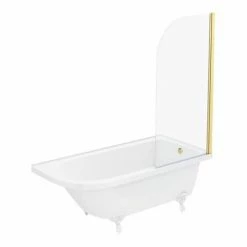Chatsworth White Traditional Shower Bath Suite - 1700mm With Brushed Brass Screen + White Leg Set -Chatsworth Shop CHTWS17 d2 460