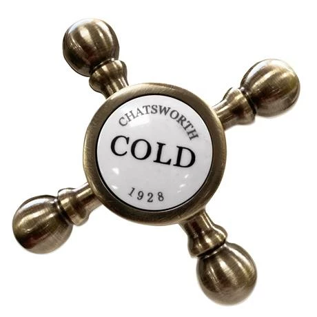 Chatsworth 1928 Antique Brass Wall Mounted Crosshead Bath Filler Tap 3 Chatsworth 1928 Antique Brass Wall Mounted Crosshead Bath Filler Tap - Image 3
