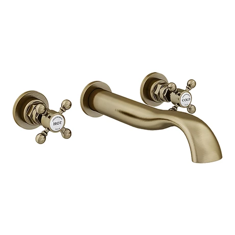 Chatsworth 1928 Antique Brass Wall Mounted Crosshead Bath Filler Tap 1 Chatsworth 1928 Antique Brass Wall Mounted Crosshead Bath Filler Tap