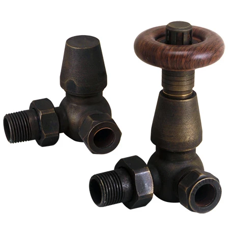 Chatsworth Rustic Brass Thermostatic Corner Radiator Valves - Energy Saving 1 Chatsworth Rustic Brass Thermostatic Corner Radiator Valves - Energy Saving
