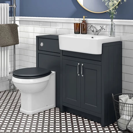 Chatsworth Traditional Graphite Semi-Recessed Vanity Unit + Toilet Package 1 Chatsworth Traditional Graphite Semi-Recessed Vanity Unit + Toilet Package