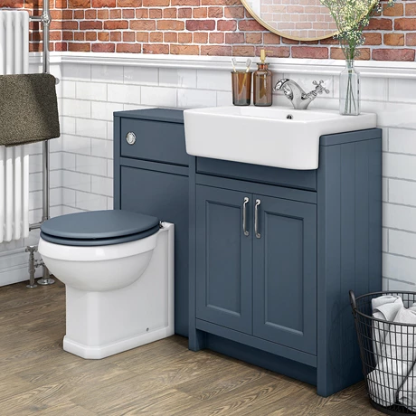 Chatsworth Traditional Blue Semi-Recessed Vanity Unit + Toilet Package 1 Chatsworth Traditional Blue Semi-Recessed Vanity Unit + Toilet Package
