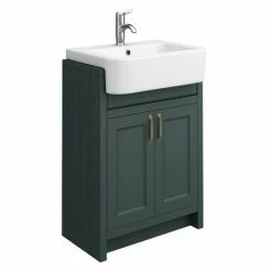 Alternative view of Chatsworth Traditional Green Semi-Recessed Vanity Unit + Toilet Package