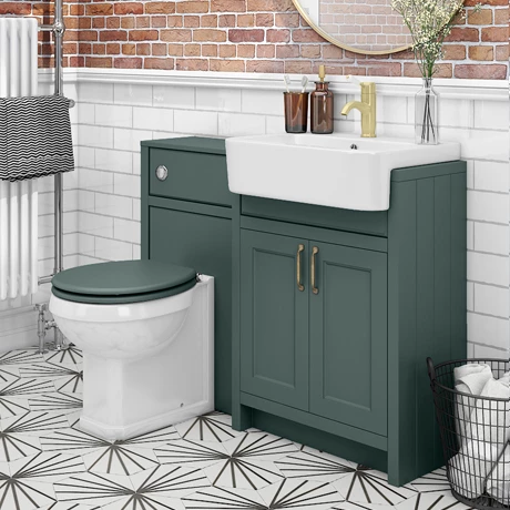 Chatsworth Traditional Green Semi-Recessed Vanity Unit + Toilet Package 1 Chatsworth Traditional Green Semi-Recessed Vanity Unit + Toilet Package