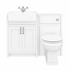Chatsworth Traditional White Semi-Recessed Vanity Unit + Toilet Package -Chatsworth Shop CSR600WCWHT D6 460