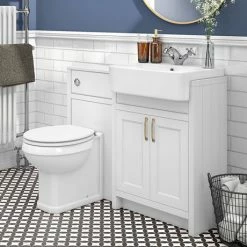 Chatsworth Traditional White Semi-Recessed Vanity Unit + Toilet Package