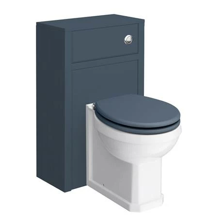 Chatsworth Traditional Blue Semi-Recessed Vanity Unit W. Matt Black Handles + Toilet Package 3 Chatsworth Traditional Blue Semi-Recessed Vanity Unit W. Matt Black Handles + Toilet Package - Image 3