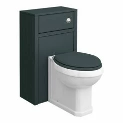 Chatsworth Traditional Green Semi-Recessed Vanity Unit W. Matt Black Handles + Toilet Package -Chatsworth Shop CSR6WCGRNMB d2 460