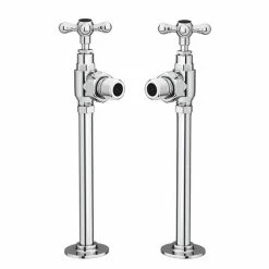 Chatsworth Chrome Angled Traditional Radiator Valves (Black Indice)