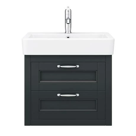 Chatsworth Traditional Graphite 560mm 2 Drawer Wall Hung Vanity 5 Chatsworth Traditional Graphite 560mm 2 Drawer Wall Hung Vanity - Image 5