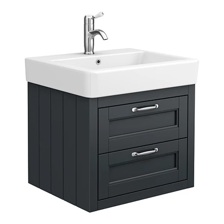 Chatsworth Traditional Graphite 560mm 2 Drawer Wall Hung Vanity 1 Chatsworth Traditional Graphite 560mm 2 Drawer Wall Hung Vanity