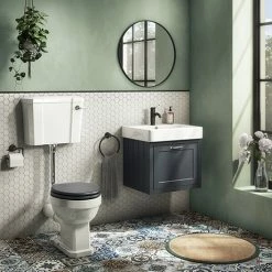 Chatsworth Wall Hung Graphite Vanity With Chrome Handle & Low Level Toilet