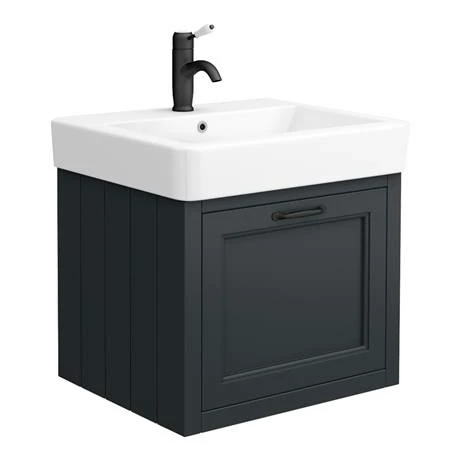 Chatsworth Wall Hung Graphite Vanity With Matt Black Handle & Low Level Toilet 2 Chatsworth Wall Hung Graphite Vanity With Matt Black Handle & Low Level Toilet - Image 2