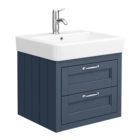 Chatsworth Traditional Blue 560mm 2 Drawer Wall Hung Vanity 1 Chatsworth Traditional Blue 560mm 2 Drawer Wall Hung Vanity