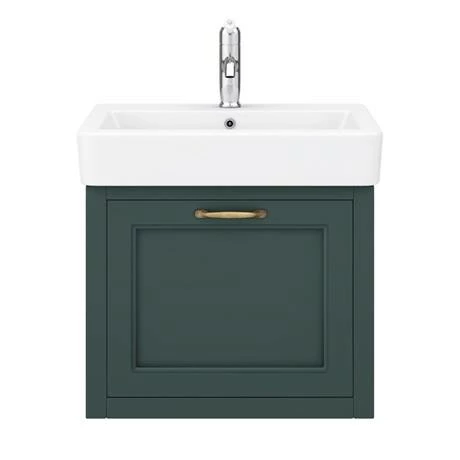 Chatsworth Wall Hung Green Vanity With Brass Handle & Low Level Toilet 2 Chatsworth Wall Hung Green Vanity With Brass Handle & Low Level Toilet - Image 2