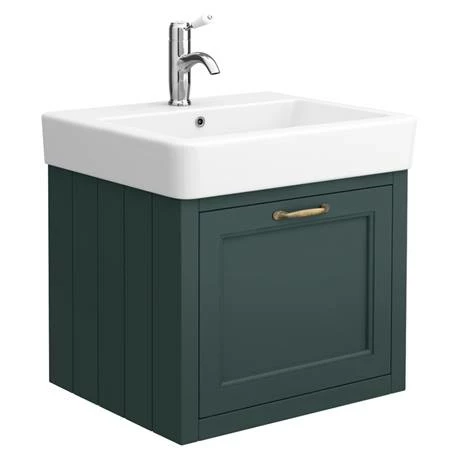 Chatsworth Wall Hung Green Vanity With Brass Handle & Low Level Toilet 3 Chatsworth Wall Hung Green Vanity With Brass Handle & Low Level Toilet - Image 3