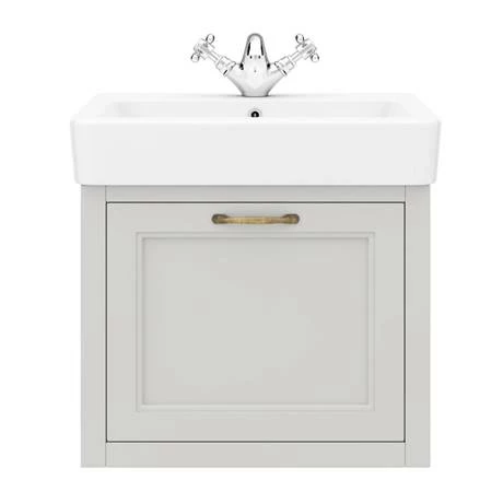 Chatsworth Wall Hung Grey Vanity With Brass Handle & Low Level Toilet 2 Chatsworth Wall Hung Grey Vanity With Brass Handle & Low Level Toilet - Image 2