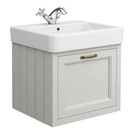 Chatsworth Wall Hung Grey Vanity With Brass Handle & Low Level Toilet 4 Chatsworth Wall Hung Grey Vanity With Brass Handle & Low Level Toilet - Image 4