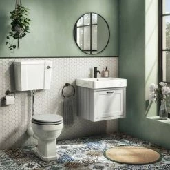 Chatsworth Traditional Grey Wall Hung Vanity - 560mm Wide With Matt Black Handle -Chatsworth Shop CWH560GRYMB d2 460