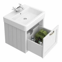 Chatsworth Wall Hung White Vanity With Brass Handle & Low Level Toilet -Chatsworth Shop CWH560WHTBLL d2 460