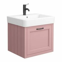 Chatsworth Traditional Dusky Pink Wall Hung Vanity - 560mm Wide With Matt Black Handle 6 Chatsworth Traditional Dusky Pink Wall Hung Vanity - 560mm Wide With Matt Black Handle -Chatsworth Shop CWH56DPKMB detail01a 460